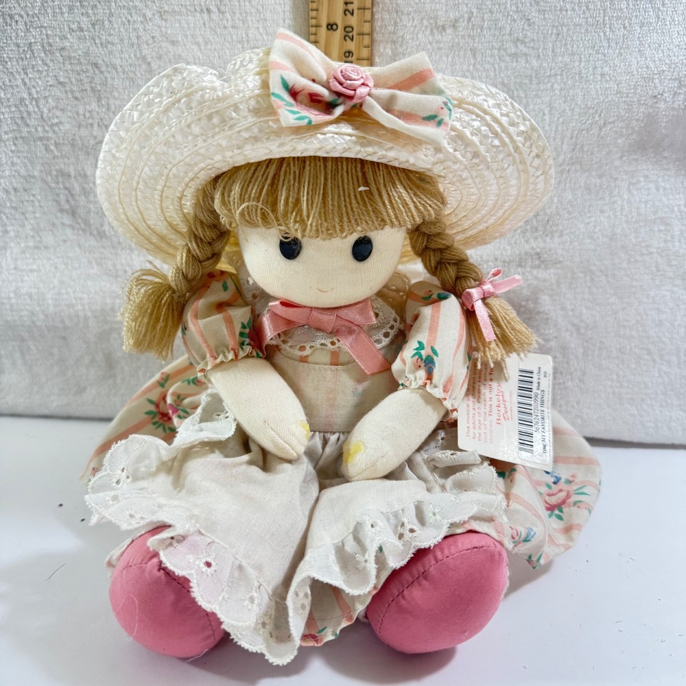 Berkeley Design Cuddle Kidz Musical Rag Doll My Favorite Things Floral Straw Hat - Picture 8 of 8